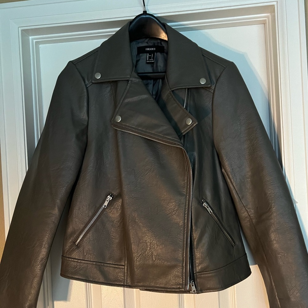 Forever 21 gray leather jacket